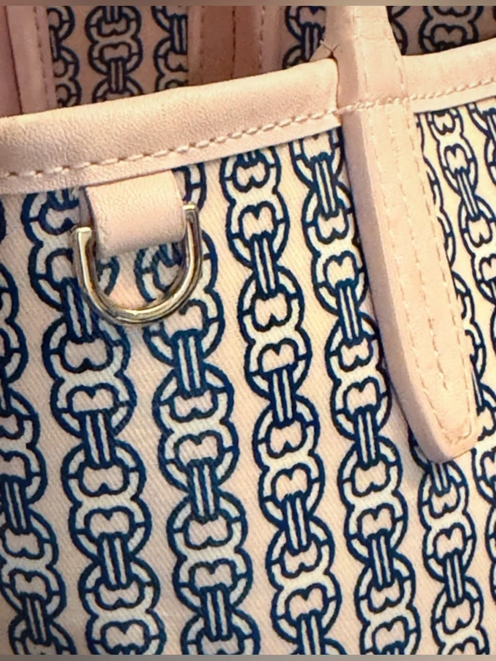 Tory Burch Gemini Link Tote Pink Navy White + Dust Bag